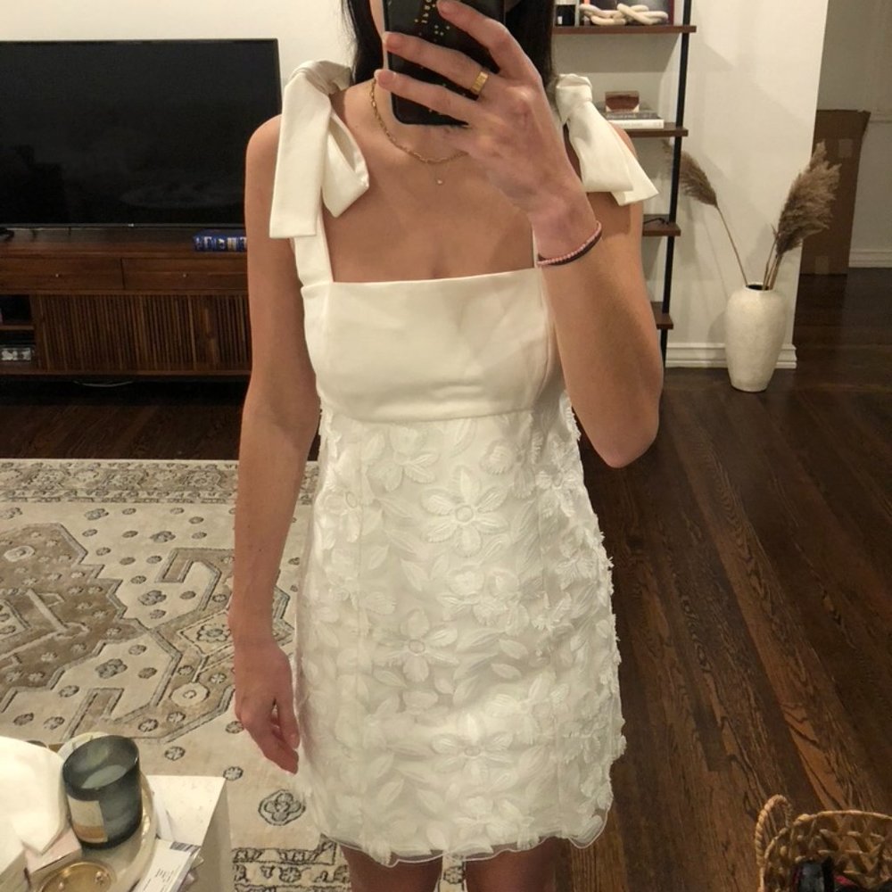 White Embroidery Elaina Dress. Civil Ceremony.